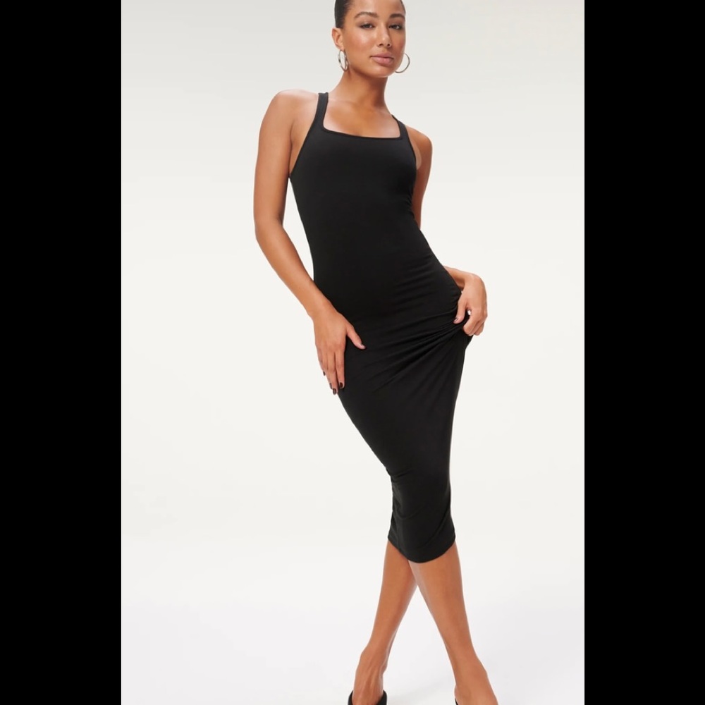 Good American MIDI scoop neck black dress XL